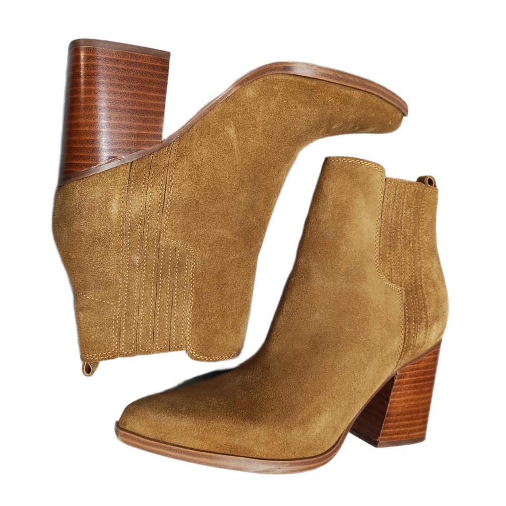 Marc Fisher Oshay Ankle Boots Womens US Size 9M Brown Pointed Toe Block Heel